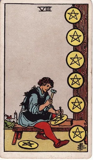 Acht van Pentakels, Rider-Waite-Smith tarot