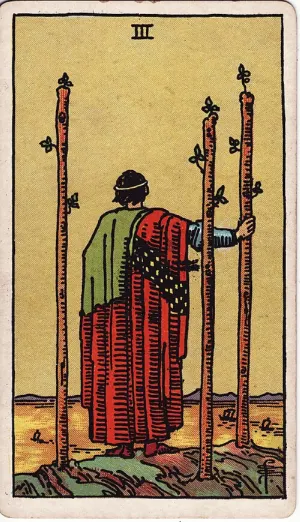 Drie van Staven, Rider-Waite-Smith tarot