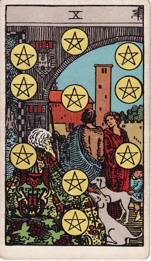 Tien van Pentakels, Rider-Waite-Smith tarot