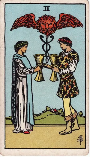 Twee van Bekers, Rider-Waite-Smith tarot