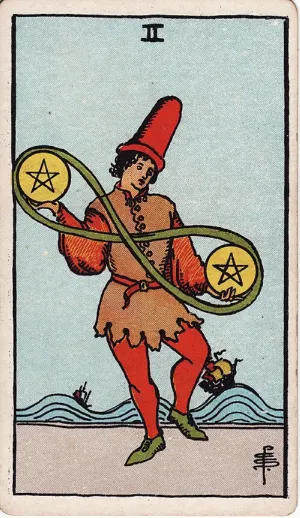 Twee van Pentakels, Rider-Waite-Smith tarot
