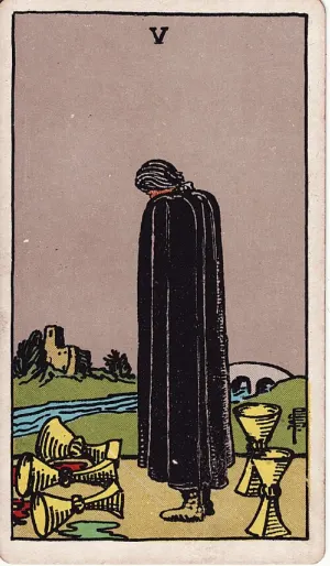 Vijf van Bekers, Rider-Waite-Smith tarot