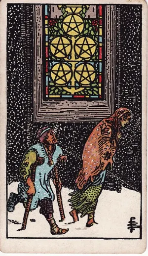 Vijf van Pentakels, Rider-Waite-Smith tarot