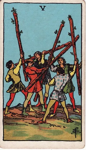 Vijf van Staven, Rider-Waite-Smith tarot