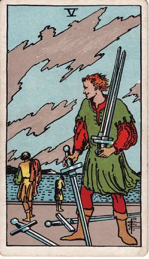 Vijf van Zwaarden, Rider-Waite-Smith tarot
