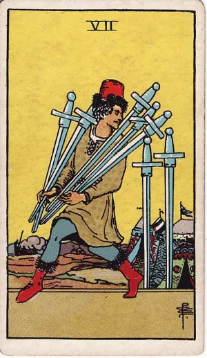 Zeven van Zwaarden, Rider-Waite-Smith tarot
